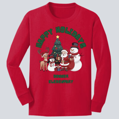 Youth Long Sleeve Shirt - Winter Holidays - Happy Holidays - Green Thumbnail