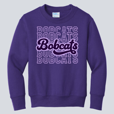 Youth Crewneck - Bobcats Repeat Script — Purple Thumbnail